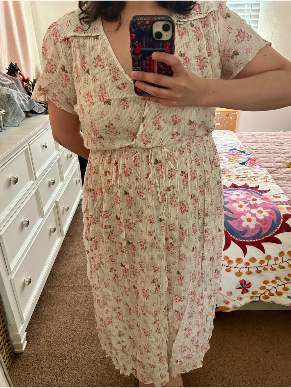 Christy Dawn Cream Maxi Dress with Pink Floral Print - Picture 7 of 8